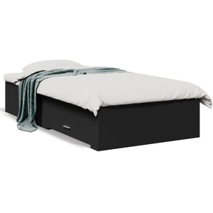 Cadre de lit avec tiroirs noir 75x190 cm bois d'ingénierie Vidaxl Noir pas cher