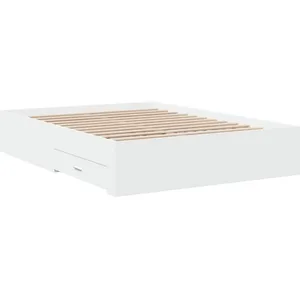 vidaXL Cadre de lit à tiroirs blanc 120x190 cm bois d'ingénierie pas cher