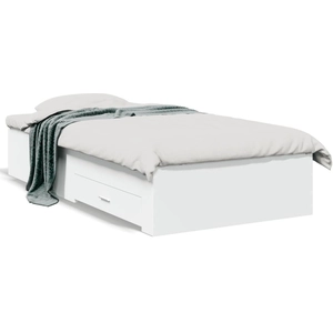 vidaXL Vidaxl Cadre De Lit Avec Tiroirs Sans Matelas Blanc 100x200 Cm pas cher