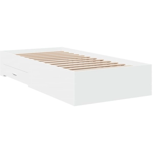 Cadre de lit avec tiroirs blanc 90x200 cm bois d'ingénierie Vidaxl Blanc pas cher