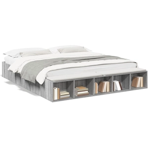 vidaXL Cadre de lit sonoma gris 200x200 cm bois d'ingénierie pas cher