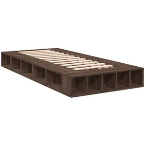 Cadre de lit chêne marron 75x190 cm bois d'ingénierie Vidaxl Brun pas cher
