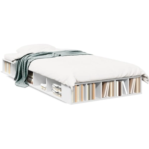 Cadre de lit blanc 75x190 cm bois d'ingénierie Vidaxl Blanc pas cher