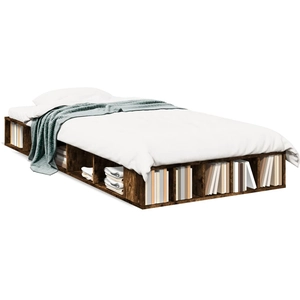 Cadre de lit chêne fumé 90x200 cm bois d'ingénierie Vidaxl Brun pas cher