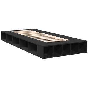 vidaXL Cadre de lit noir 90x190 cm bois d'ingénierie pas cher