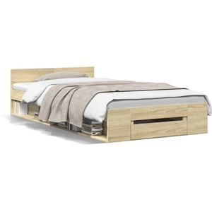 vidaXL Cadre de lit et tiroirs chêne sonoma 150x200 cm bois ingénierie pas cher