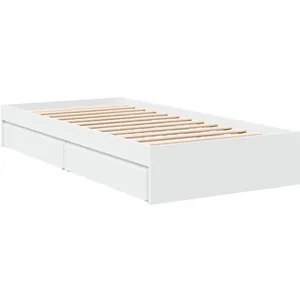vidaXL Cadre de lit avec tiroirs blanc 75x190 cm bois d'ingénierie pas cher