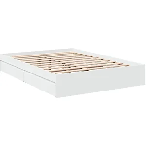 vidaXL Cadre de lit avec tiroirs blanc 140x190cm bois d'ingénierie pas cher
