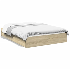 Comparateur de prix : vidaXL Cadre de lit avec tiroirs sans matelas chêne sonoma 140x200 cm