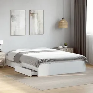 vidaXL Vidaxl Cadre De Lit Avec Tiroirs Sans Matelas Blanc 140x200 Cm