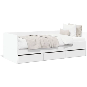 vidaXL Lit de jour avec tiroirs blanc 75x190 cm bois d'ingénierie pas cher