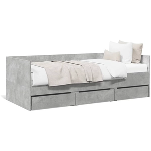 vidaXL Lit de jour et tiroirs gris béton 90x190 cm bois d'ingénierie pas cher
