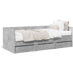 vidaXL Lit de jour et tiroirs gris béton 75x190 cm bois d'ingénierie pas cher