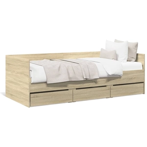 vidaXL Lit de jour et tiroirs chêne sonoma 100x200 cm bois ingénierie pas cher