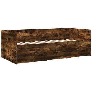 vidaXL Lit de jour et tiroirs chêne fumé 100x200 cm bois d'ingénierie pas cher