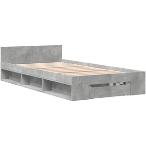 vidaXL Cadre de lit et tiroir gris béton 90x190 cm bois d'ingénierie pas cher