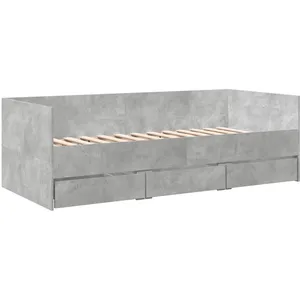 vidaXL Lit de jour et tiroirs gris béton 90x200 cm bois d'ingénierie pas cher