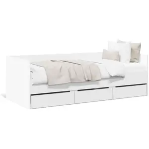 vidaXL Lit de jour avec tiroirs blanc 90x200 cm bois d'ingénierie