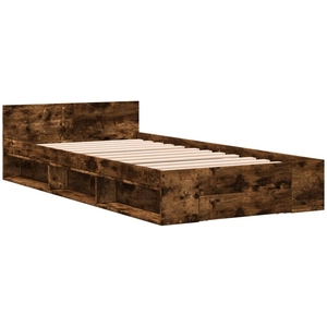 vidaXL Vidaxl Cadre De Lit Avec Tiroir Sans Matelas Chêne Fumé 90x200 Cm pas cher