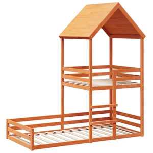 vidaXL Lit superposé avec toit cire marron 90x190cm bois massif de pin pas cher