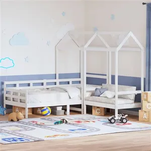 vidaXL Ensemble de lit de jour et de banc et toit 80x200 cm pin massif pas cher