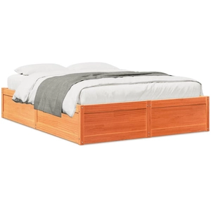 vidaXL Cadre de lit sans matelas cire marron 140x200cm bois pin massif pas cher