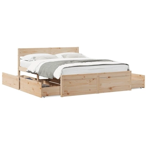 vidaXL Cadre de lit avec tiroirs 140x200 cm bois de pin massif pas cher