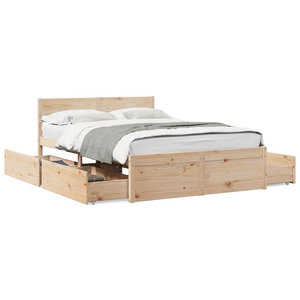 vidaXL Cadre de lit avec tiroirs 120x190 cm bois de pin massif pas cher