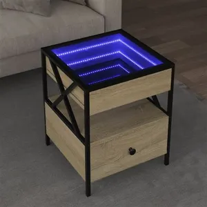 vidaXL Table basse avec LED Infinity chêne sonoma 40x40x51 cm pas cher