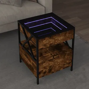 vidaXL Table basse avec LED Infinity chêne fumé 40x40x51 cm pas cher