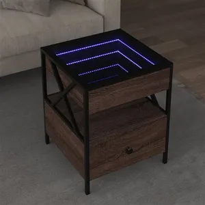vidaXL Table basse avec LED Infinity chêne marron 40x40x51 cm pas cher