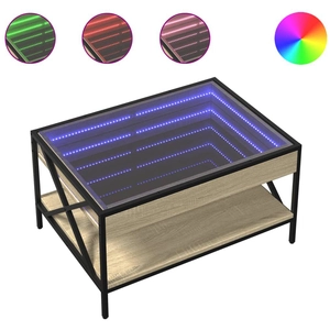 vidaXL Table basse avec LED infini chêne sonoma 70x50x38 cm pas cher