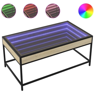 vidaXL Table basse avec LED infini chêne sonoma 90x50x41 cm pas cher