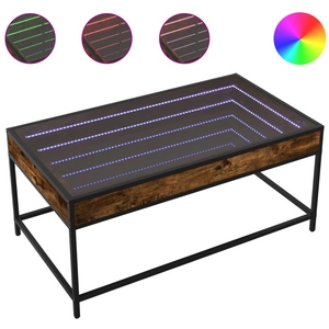 vidaXL Table basse avec LED infini chêne fumé 90x50x41 cm pas cher