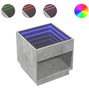 vidaXL Table basse avec LED infini gris béton 70x50x50 cm pas cher