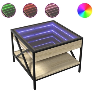vidaXL Table basse avec LED infini chêne sonoma 50x50x38 cm pas cher