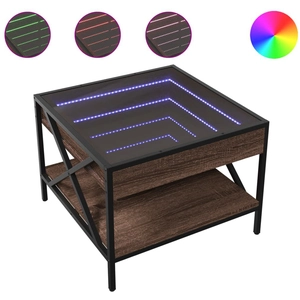 vidaXL Table basse avec LED Infinity chêne marron 50x50x38 cm pas cher
