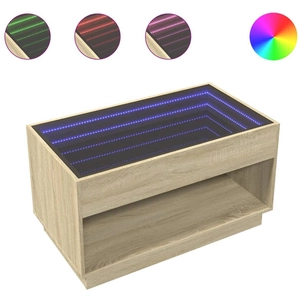 vidaXL Table basse avec LED infini chêne sonoma 90x50x50 cm pas cher