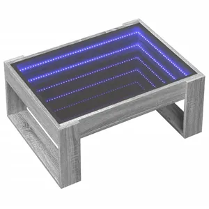 vidaXL Vidaxl Table Basse Avec Led Infini Sonoma Gris 70x53x30 Cm pas cher