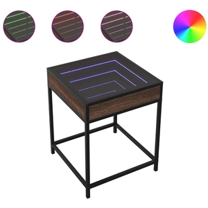 Comparateur de prix : vidaXL Table basse avec LED Infinity chêne marron 40x40x51 cm