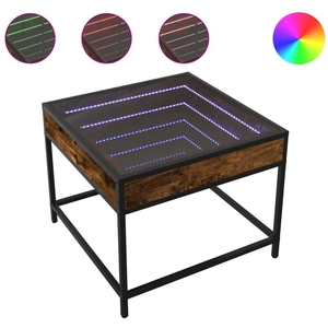vidaXL Table basse avec LED Infinity chêne fumé 50x50x41 cm pas cher