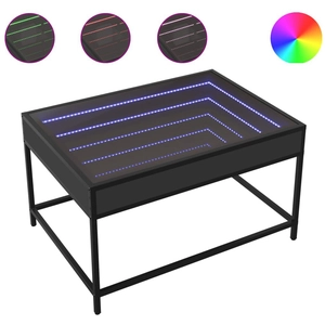 vidaXL Table basse avec LED infini noir 70x50x41 cm pas cher