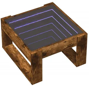 vidaXL Table basse avec LED infini chêne fumé 50x53x30 cm pas cher