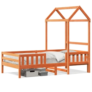 vidaXL Vidaxl Cadre De Lit Avec Toit Sans Matelas Cire Marron 75x190 Cm pas cher