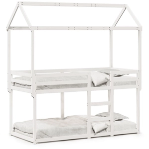 vidaXL Lit superposé avec toit blanc 90x190 cm bois massif de pin pas cher