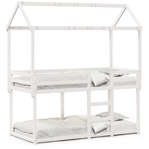 Comparateur de prix : vidaXL Lit superposé avec toit blanc 90x200 cm bois de pin massif