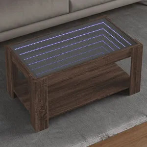 vidaXL Table basse avec LED chêne marron 93x53x45 cm bois d'ingénierie pas cher