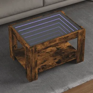 vidaXL Table basse avec LED chêne fumé 73x53x45 cm bois d'ingénierie pas cher