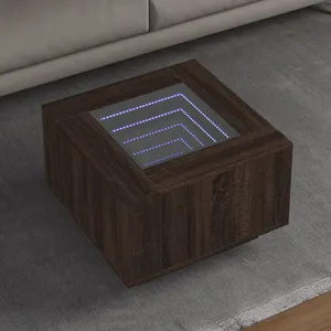 vidaXL Table basse avec LED chêne marron 60x60x40 cm bois d'ingénierie pas cher