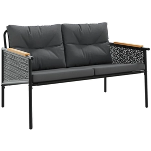 vidaXL Chaises de jardin avec coussins lot de 2 noir acier pas cher